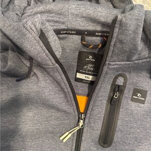 Rip Curl Heather Gray/Navy Full-Zip Fleece Hoodie